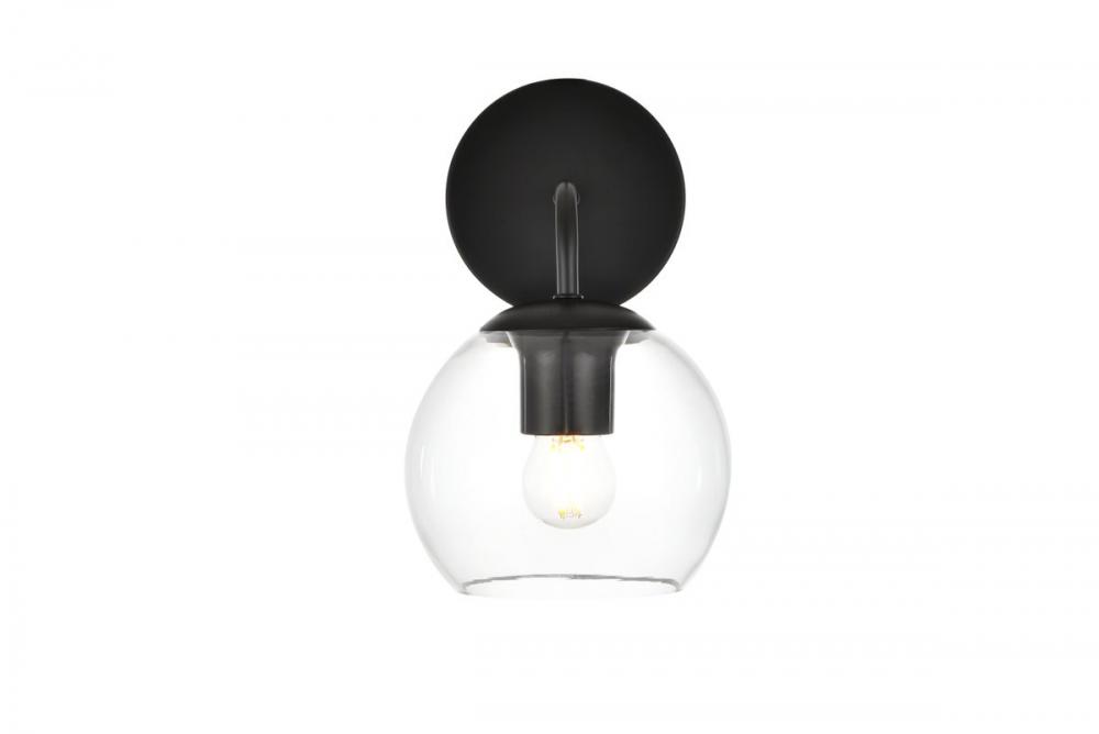 Genesis 1 light Black and Clear Bath Sconce