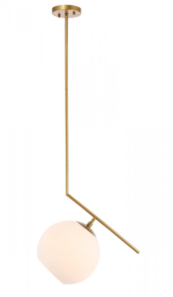 Ryland 1 light Brass and Frosted White glass pendant