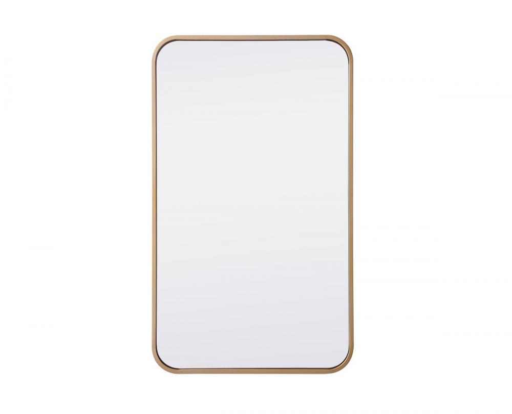 Soft corner metal rectangular mirror 18x30 inch in Brass