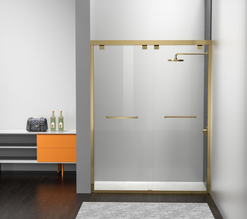 Semi-frameless Shower Door 60x76 Brushed Gold