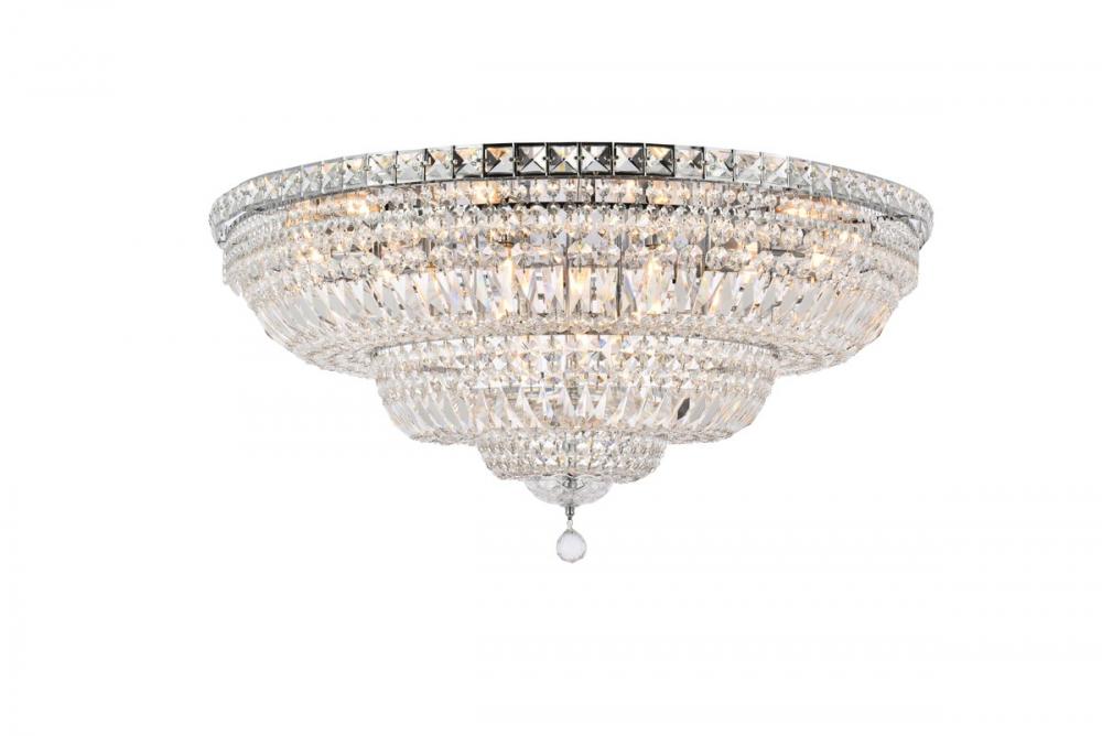 Tranquil 21 Light Chrome Flush Mount Clear Royal Cut Crystal