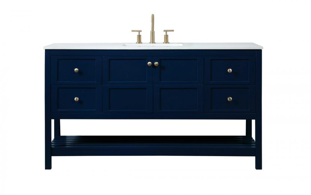 60 inch Single bathroom vanity in blue