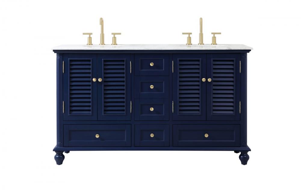 60 Inch Double Bathroom Vanity in Blue