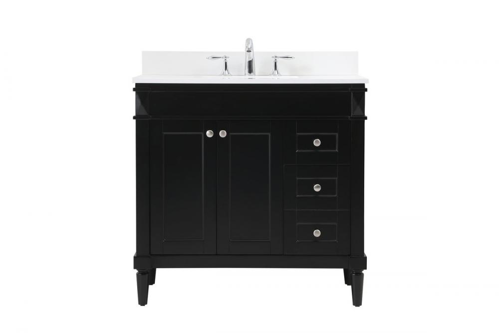 36 inch Single bathroom vanity in black with backsplash