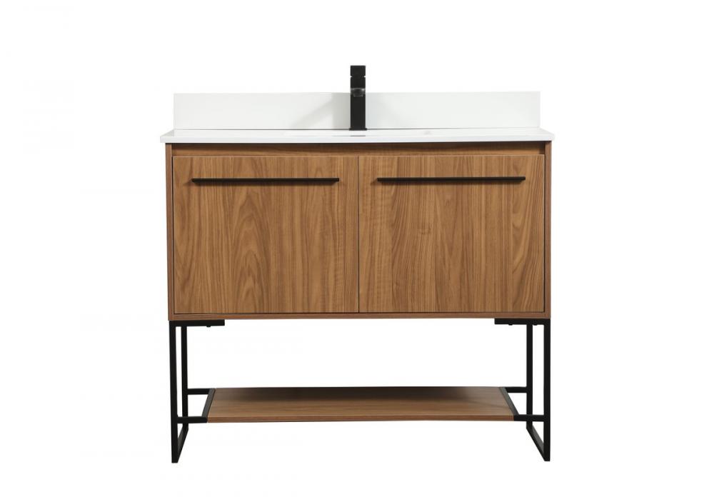 40 inch Single bathroom vanity in walnut brown with backsplash