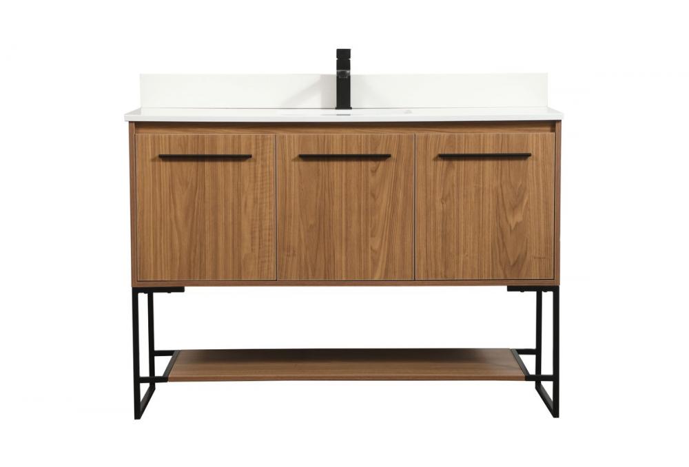 48 inch Single bathroom vanity in walnut brown with backsplash