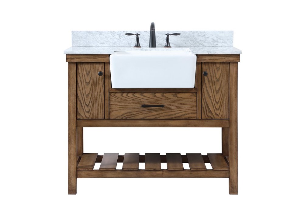 42 inch Single bathroom vanity in driftwood with backsplash