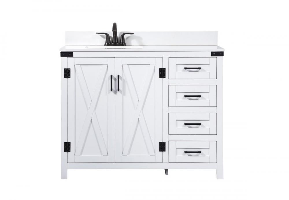 42 Inch Single Bathroom Vanity in White with Backsplash