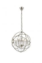 Elegant 1130D17PN/RC - Geneva 4 Light Polished Nickel Pendant Clear Royal Cut Crystal