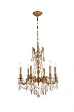 Elegant 9206D23FG-GT/RC - Rosalia 6 Light French Gold Chandelier Golden Teak (Smoky) Royal Cut Crystal