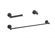 Elegant HWB-11S3HMBK - Freya 3-piece Bathroom Hardware Set in Matte Black