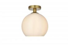 Elegant LD2211SG - Baxter 10 inch Flush Mount Frosted White Shade in Satin Gold