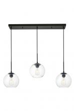 Elegant LD2236BK - Baxter 3 Lights Black Pendant With Clear Glass