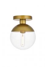 Elegant LD6055BR - Eclipse 1 Light Brass Flush Mount With Clear Glass