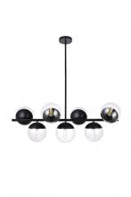 Elegant LD6135BK - Eclipse 7 Lights Black Pendant With Clear Glass