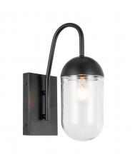 Elegant LD6168BK - Kace 1 Light Black and Clear Glass Wall Sconce