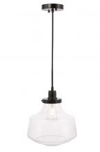 Elegant LD6258BK - Lyle 1 Light Black and Clear Seeded Glass Pendant