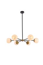 Elegant LD643D36BRK - Briggs 36 inch pendant in black and brass with white shade