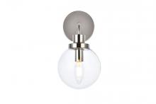 Elegant LD7031W8PN - Hanson 1 light bath sconce in polished nickel with clear shade