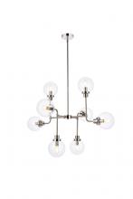 Elegant LD7039D36PN - Hanson 8 lights pendant in polished nickel with clear shade