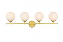 Elegant LD7301W33BRA - Ansley 4 light Brass and frosted white Bath Sconce