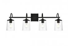 Elegant LD7313W33BLK - Avani 4 Light Black and Clear Bath Sconce