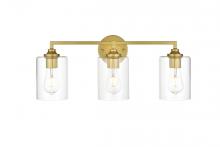 Elegant LD7315W23BRA - Mayson 3 light Brass and Clear Bath Sconce