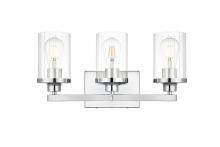 Elegant LD7316W18CH - Saanvi 3 light Chrome and Clear Bath Sconce