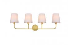 Elegant LD7322W36BRA - Colson 4 light Brass and Clear Bath Sconce