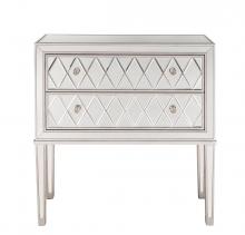 Elegant MF72045 - Nightstand 2 drawers 34in. W x 16in. D x 34in. H in antique silver paint