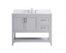 Elegant VF16042GR-BS - 42 inch Single Bathroom Vanity in Grey with Backsplash