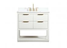 Elegant VF19236WH-BS - 36 Inch Single Bathroom Vanity in White with Backsplash