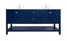 Elegant VF27072DBL - 72 inch Single bathroom vanity in Blue