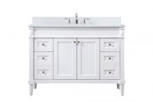 Elegant VF31848WH-BS - 48 inch Single bathroom vanity in white with backsplash