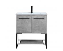 Elegant VF42030CG - 30 inch Single Bathroom Vanity in Concrete Grey