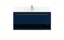 Elegant VF43540MBL-BS - 40 inch Single bathroom vanity in blue with backsplash