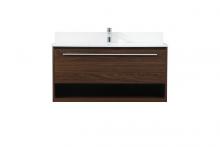 Elegant VF43540MWT-BS - 40 Inch Single Bathroom Vanity in Walnut with Backsplash