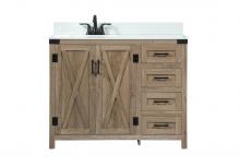 Elegant VF90242NT-BS - 42 Inch Single Bathroom Vanity in Natural Oak with Backsplash