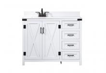 Elegant VF90242WH-BS - 42 Inch Single Bathroom Vanity in White with Backsplash