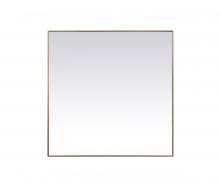 Elegant MR44848BR - Metal Frame Square Mirror 48 Inch in Brass