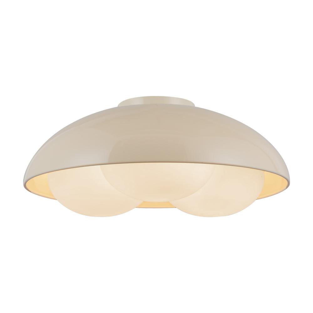 Robyn 16-in Pearl White/Opal Glass Socket Flush Mount