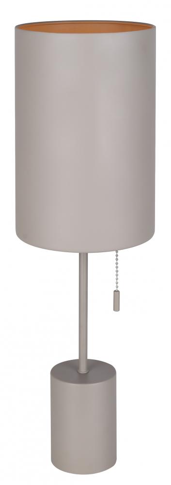 FLINT 23 in. Grey Table Lamp with Gray Metal Shade and Pull Chain Switch