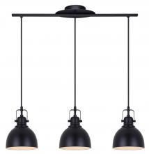 Canarm IPL622A03BK - POLO, IPL622A03BK, MBK Color, 3 Lt Cord Pendant, 60W Type A, 29.5" W x 10.25 - 58.25" H x 6.