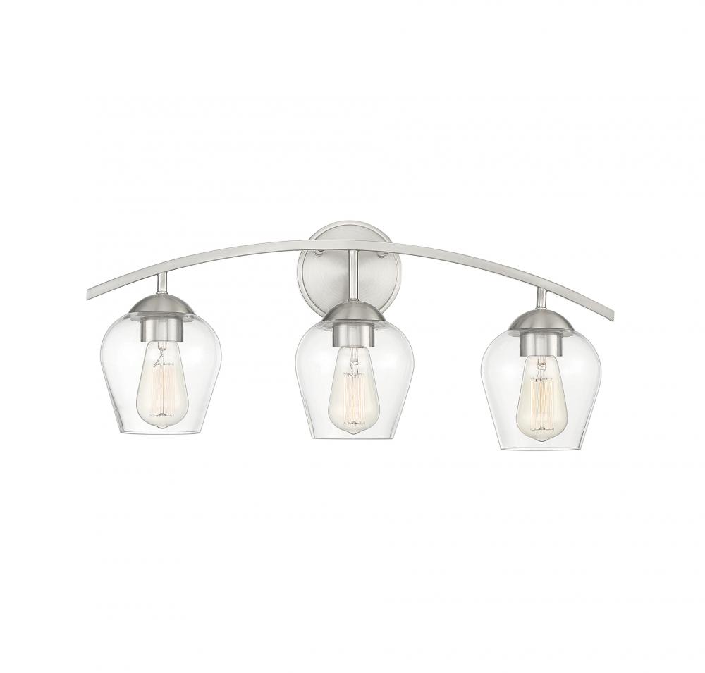 3-Light Bathroom Vanity Light in Brushed Nickel