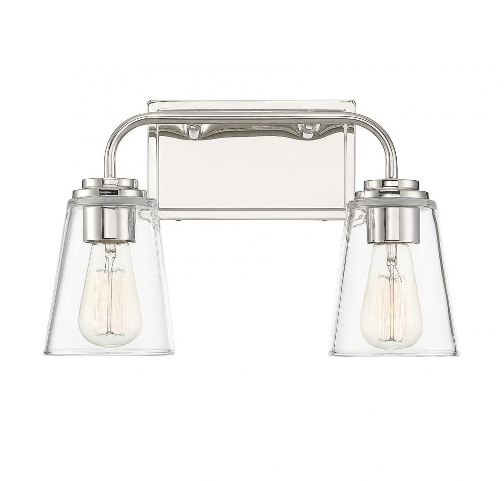 2-Light Bathroom Vanity Light in Polished Nickel