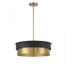 Savoy House Meridian M7030MBKNB - 4-Light Pendant in Matte Black and Natural Brass