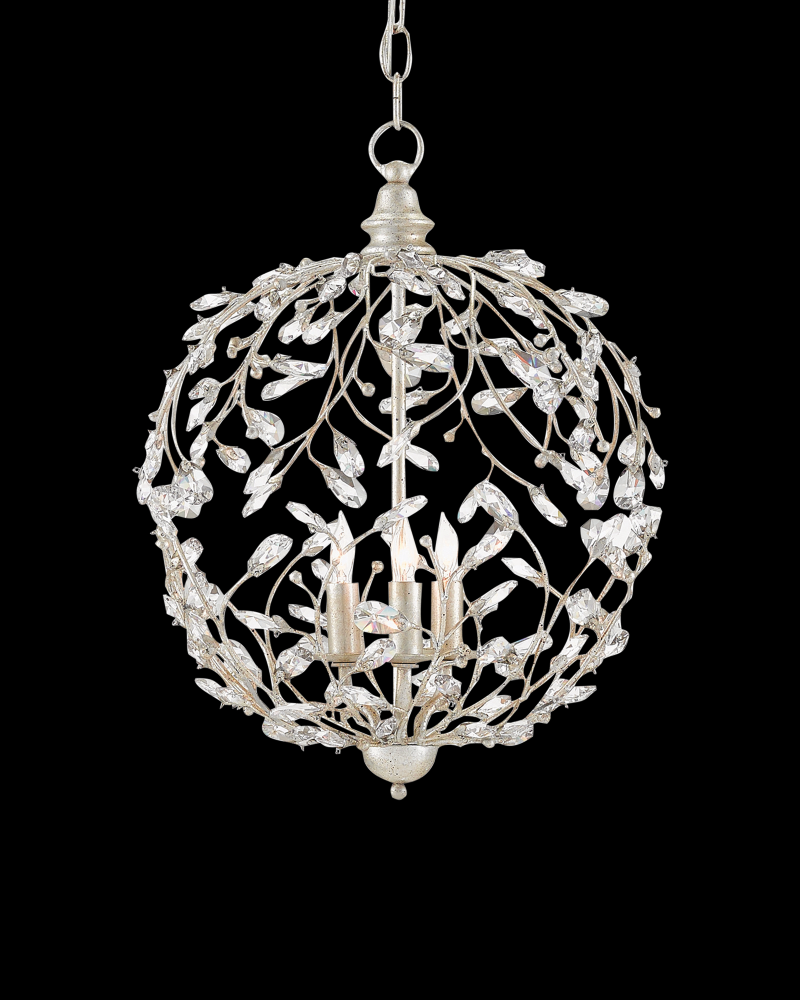 Crystal Bud Silver Orb Chandelier